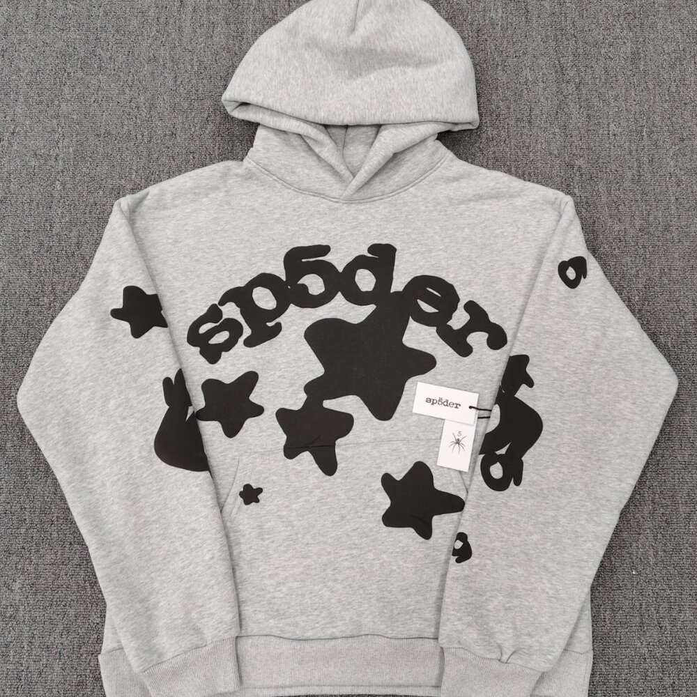 🔥 NEW DROP – Grey / Black Beluga Sp5der Hoodie 🔥